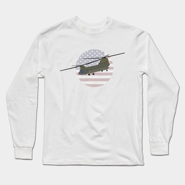 Military CH-47 Chinook Helicopter Long Sleeve T-Shirt by NorseTech